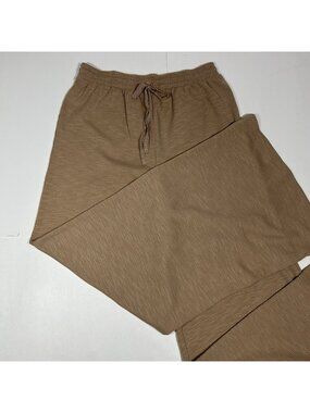 New Shabby Chic Women Tan Wide Leg Pants Ribbed Pull On Lace Drawstring Sz S